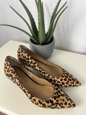Banana Republic Leopard Print Pointed Toe Flats - Tan & Black